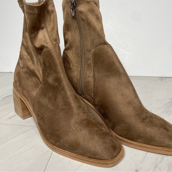 Dolce Vita Indiga Faux Suede Brown Heeled Bootie 9 - Picture 9 of 13